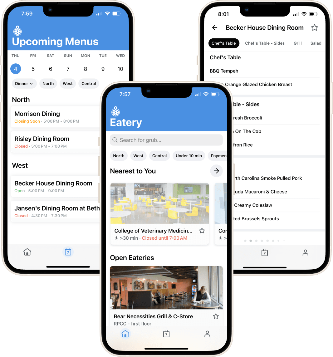 Eatery is an app built by Cornell AppDev to display Cornell dining hall menus to 10,000+ users daily. I worked as a backend developer on a team of 10 to architect a new backend from scratch to enable account personalization, food recommendations, and item favoriting.